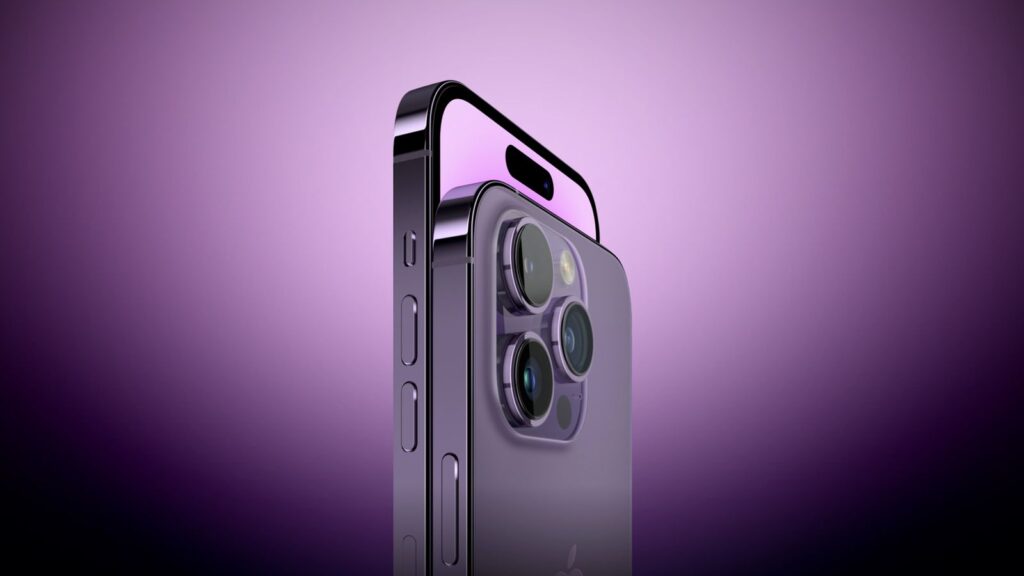i Phone Pro Purple Side Perspective Feature Purple large