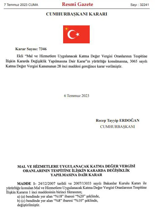 KDV Oranlarına ZAM Yapıldı!