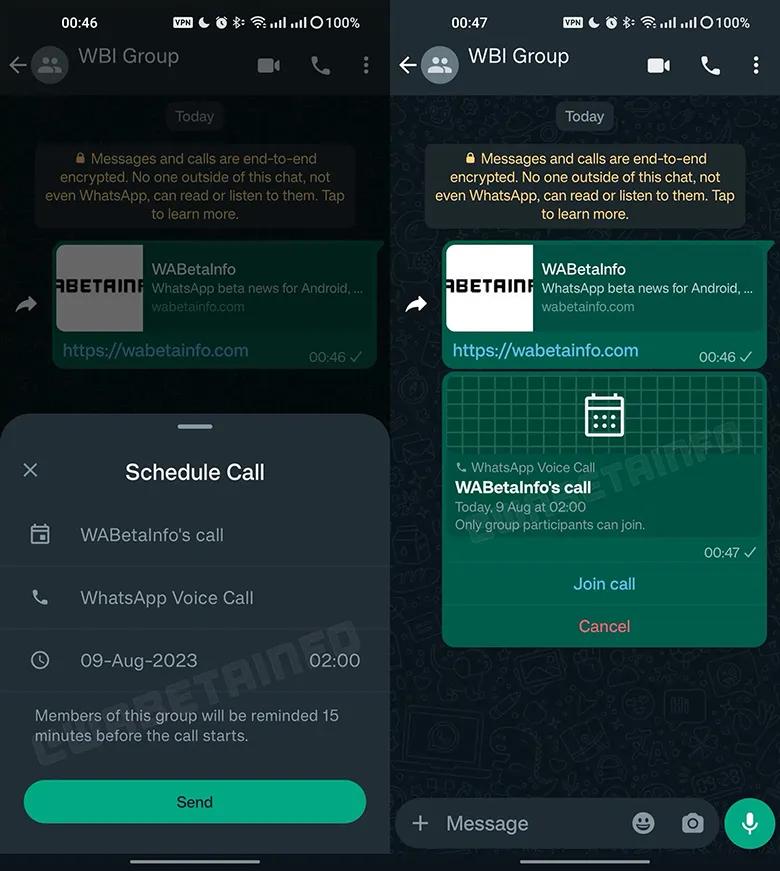 Whats App schedule call