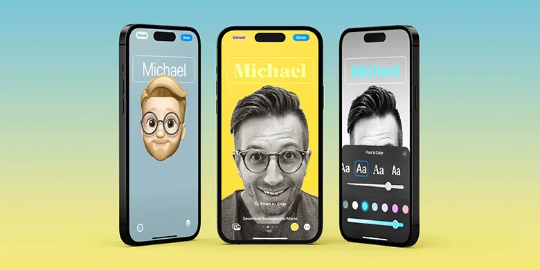 ios contact posters custom text background