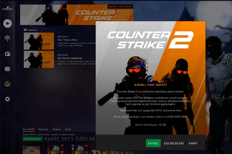 Tek yapmanız gereken csgo ya girmek ve sol üst taraftaki davete tıklayıp indirmek.