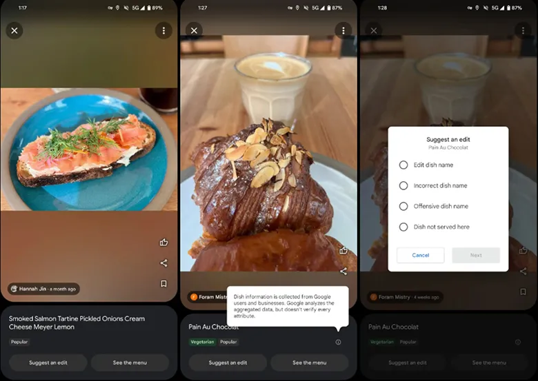 Google Haritalar, Restoran Menülerindeki Yemeklerin Gerçekte Nasıl Gözüktüğünü Gösterecek