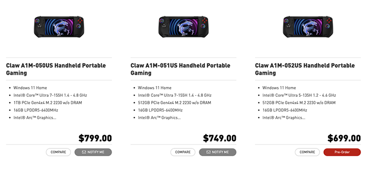 MSI Claw Ön Siparişe Açıldı!