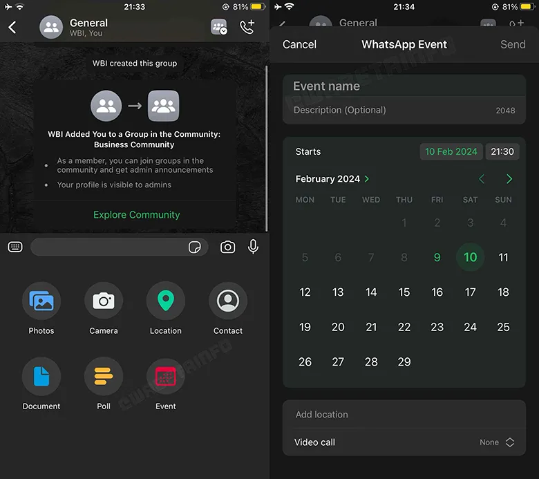 WhatsApp'a Etkinlikler Özelliği Geliyor