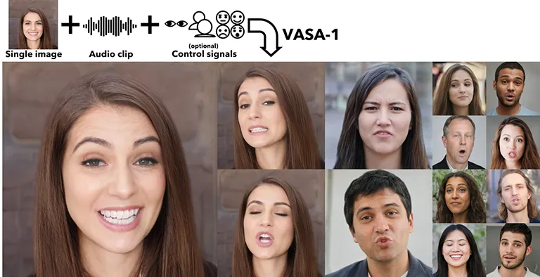 Microsoft, Tek Bir Görsel ve Ses Kaydından Gerçekçi İnsan Videoları Oluşturan Yapay Zekasını Tanıttı: VASA-1