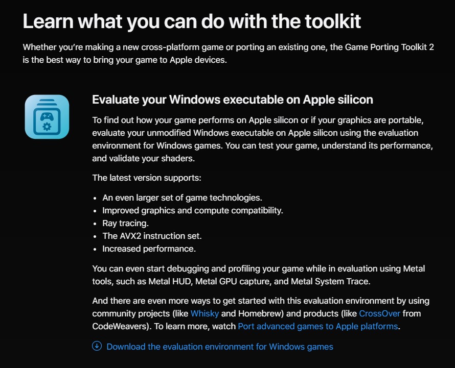 Apple Game Porting Toolkit