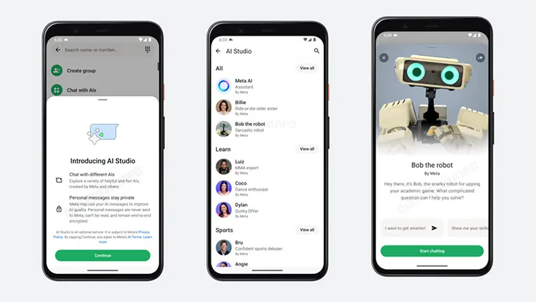 WhatsApp, AI Studio özelliğini tanıttı ve bu özellik bazı beta kullanıcılarına sunuldu.