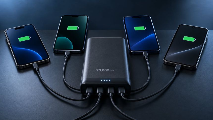 20.000 mAh power bank telefonlara 2 ila 4 tam şarj sağlıyor