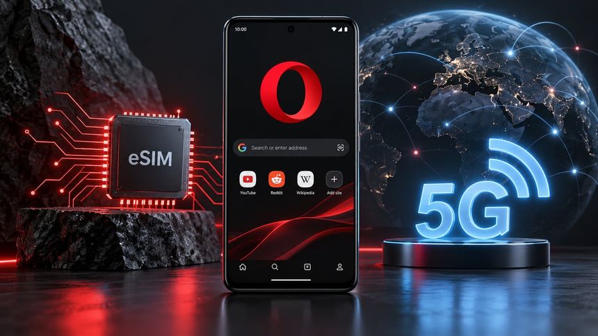 Opera, Android tarayıcısına ücretsiz eSIM ve 3 GB 5G veri ekledi