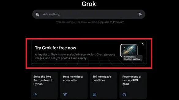 Grok'un Ücretsiz Bir Sürümü Geliyor Grok'un Ücretsiz Bir Sürümü Geliyor